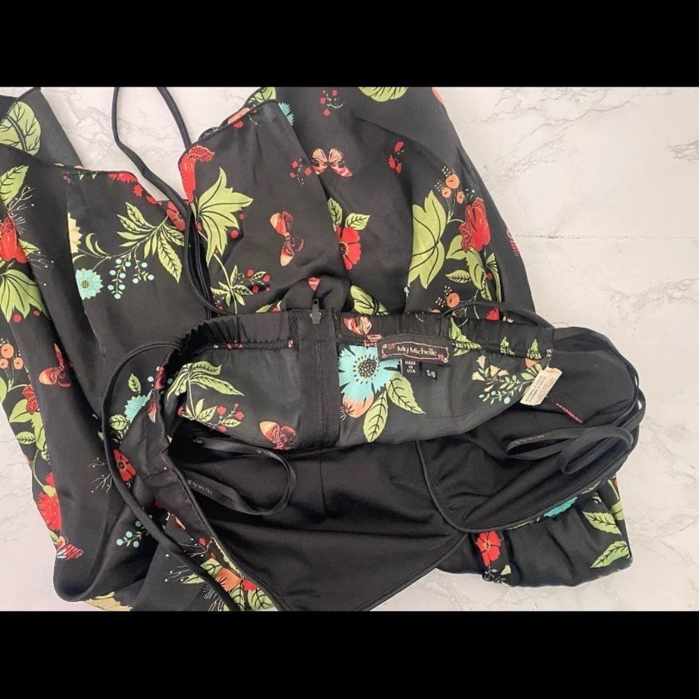 My Michelle Floral Strappy Sun Slip Dress Black Juniors 5/6 Floral Goth Emo​​​​​ - Picture 11 of 13
